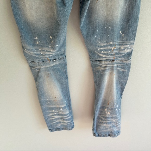 NWT Smoke Rise Distressed Painted Graphic Slim Tapered Fit Light Wash Jeans 38 - Picture 9 of 11